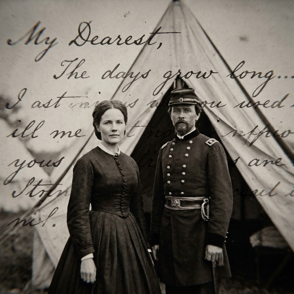 A documentary montage look featuring a black-and-white Civil War photograph and period handwriting, presented with the slow pan-and-zoom style associated with the series