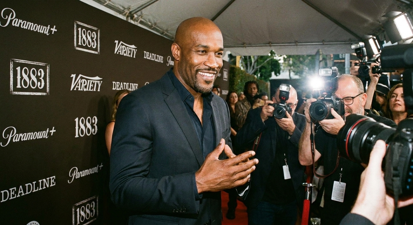 LaMonica Garrett at a media appearance, posed in front of a step-and-repeat backdrop, photographed in a candid red-carpet style